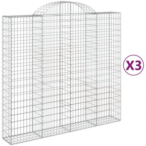Buede gabionkurve - 3 stk. 200×50×180/200 cm i galvaniseret jern