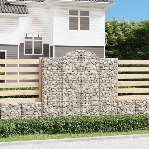 Buede gabionkurve 2 stk. - 200×50×180/200 cm i galvaniseret jern