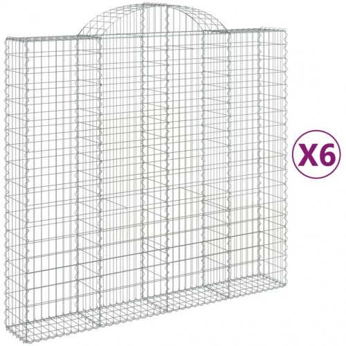 Buede gabionkurve - 6 stk. 200×50×180/200 cm i galvaniseret jern