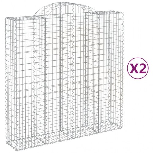 Buede gabionkurve 2 stk. - 200×50×200/220 cm i galvaniseret jern