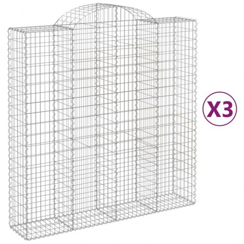 Buede gabionkurve - 3 stk. 200×50×200/220 cm i galvaniseret jern