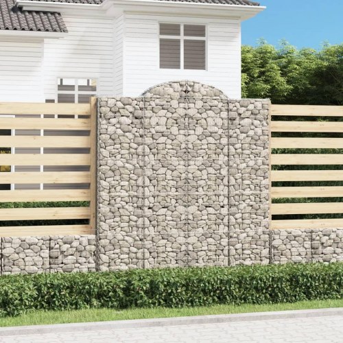 Buede gabionkurve - 3 stk. 200 × 50 × 220/240 cm i galvaniseret jern