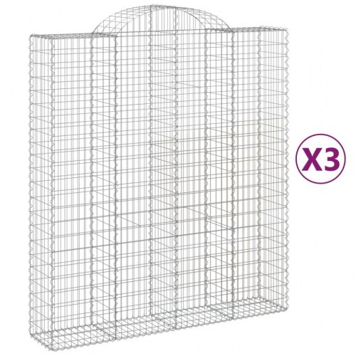 Buede gabionkurve - 3 stk. 200 × 50 × 220/240 cm i galvaniseret jern