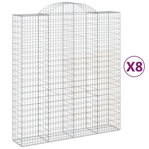 Buede gabionkurve - 8 stk., 200×50×220/240 cm, galvaniseret jern
