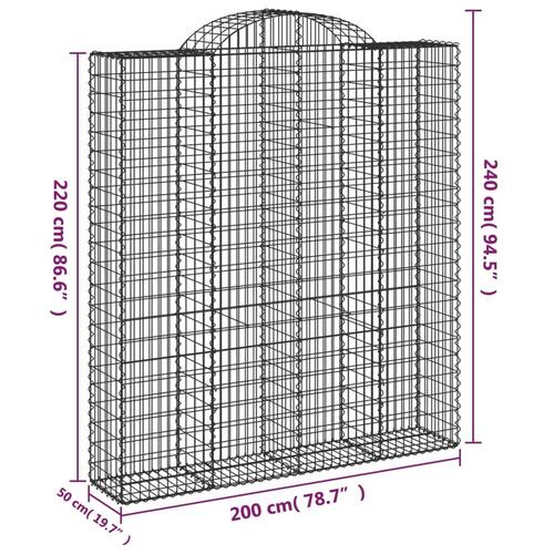 Buede gabionkurve 9 stk. 200x50x220/240 cm galvaniseret jern