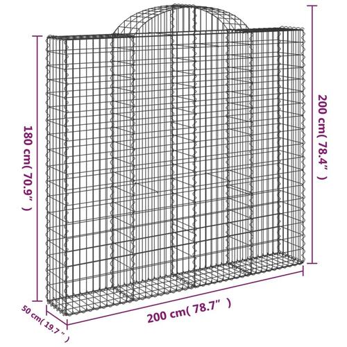 Buede gabionkurve 15 stk. 200x50x180/200 cm galvaniseret jern