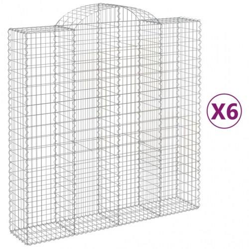 Buede gabionkurve 6 stk. - 200×50×200/220 cm i galvaniseret jern