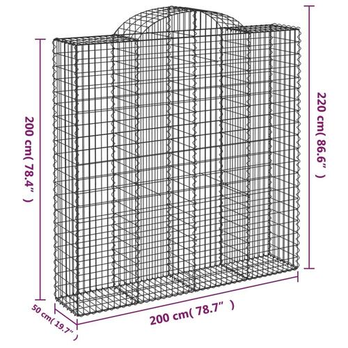 Buede gabionkurve 6 stk. 200x50x200/220 cm galvaniseret jern