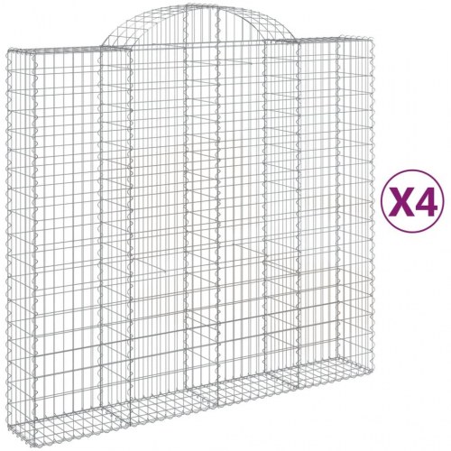 Buede gabionkurve 4 stk. 200x50x180/200 cm galvaniseret jern