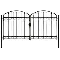 Hegnslåge med dobbeltør og buet top stål 300x175 sort