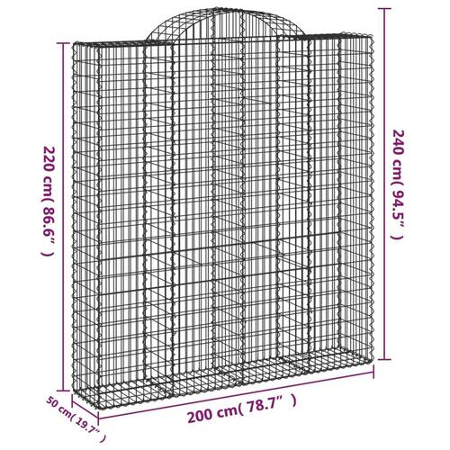 Buede gabionkurve 6 stk. 200x50x220/240 cm galvaniseret jern