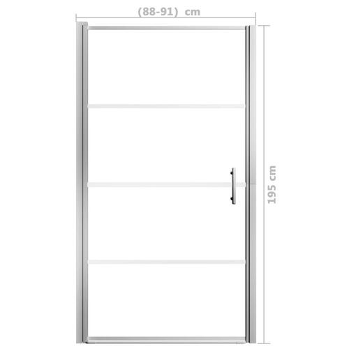 Brusedør 91x195 cm matteret hærdet glas