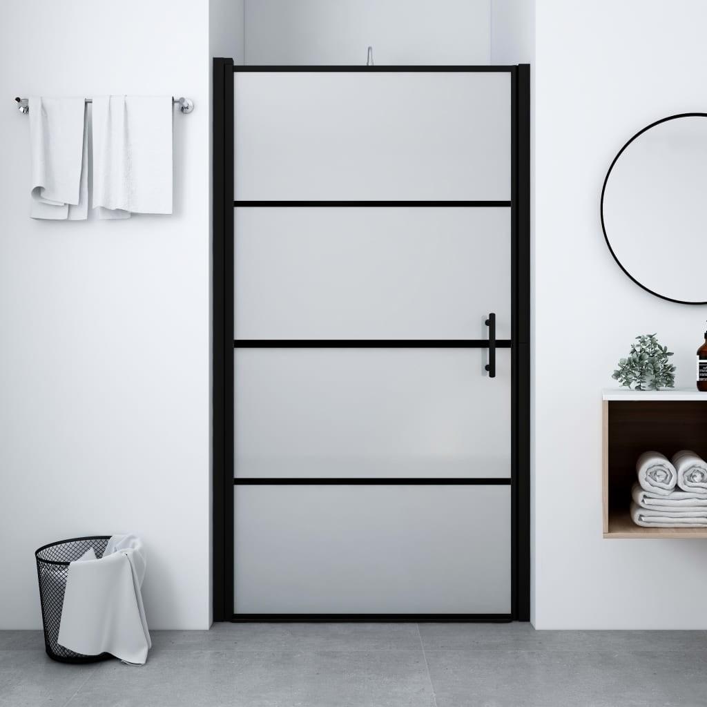 Brusedør 81x195 cm matteret hærdet glas sort