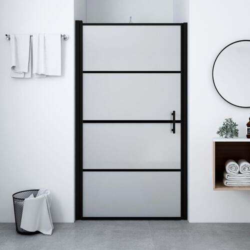 Brusedør 91x195 cm matteret hærdet glas sort