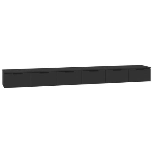 Vægskabe 2 stk. 102x30x20 cm konstrueret træ sort