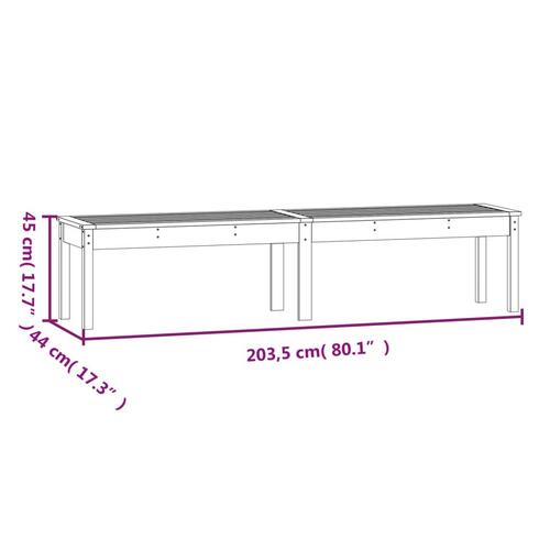 2-personers havebænk 203,5x44x45 cm massivt douglasgran