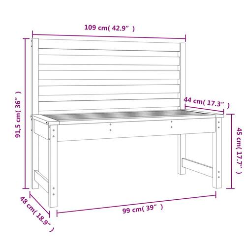 Havebænk 109 cm massivt fyrretræ sort