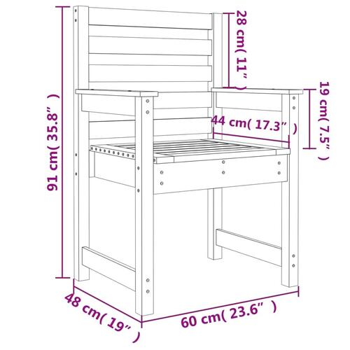 Havestole 2 stk. 60x48x91 cm massivt fyrretræ sort