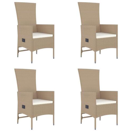 Spisebordssæt til haven 5 dele med hynder polyrattan beige