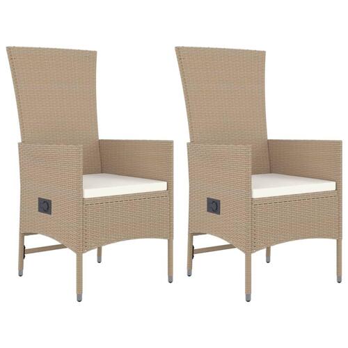 Spisebordssæt til haven 3 dele med hynder polyrattan beige