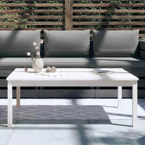 Havebord 121x82,5x45 cm massivt fyrretræ hvid