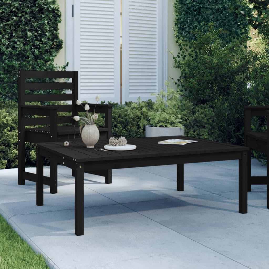 Havebord 121x82,5x45 cm massivt fyrretræ sort