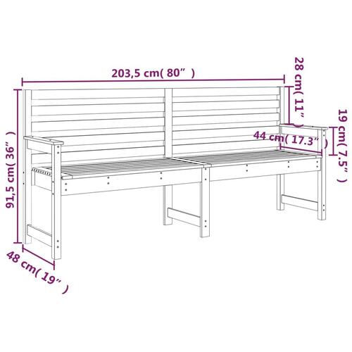 Havebænk 203,5x48x91,5 cm massivt douglasgran