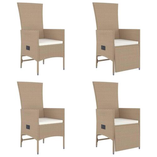 Spisebordssæt til haven 5 dele med hynder polyrattan beige