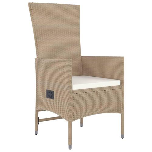 Spisebordssæt til haven 5 dele med hynder polyrattan beige