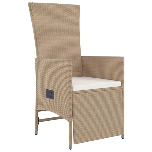 Spisebordssæt til haven 5 dele med hynder polyrattan beige