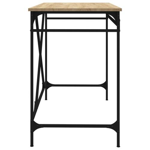 Skrivebord 100x50x75 cm konstrueret træ og jern sonoma-eg