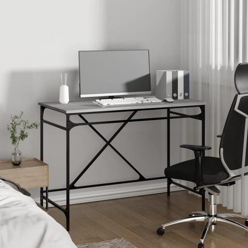 Skrivebord 100x50x75 cm konstrueret træ og jern grå sonoma-eg