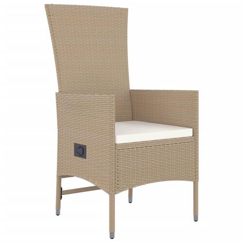 Spisebordssæt til haven 7 dele med hynder polyrattan beige