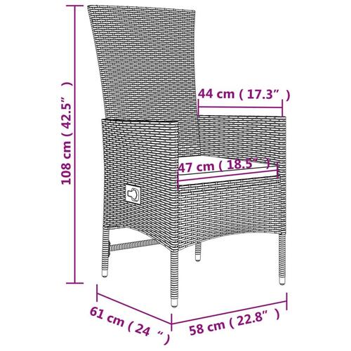 Spisebordssæt til haven 7 dele med hynder polyrattan beige