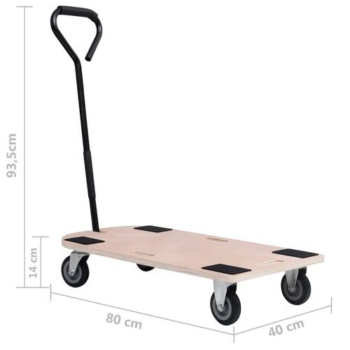Vogn med 4 hjul og håndtag 250 kg