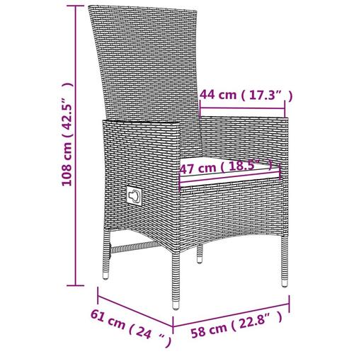 Spisebordssæt til haven 9 dele med hynder polyrattan beige