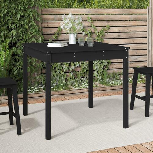 Havebord 82,5x82,5x76 cm massivt fyrretræ sort