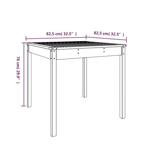 Havebord 82,5x82,5x76 cm massivt fyrretræ sort