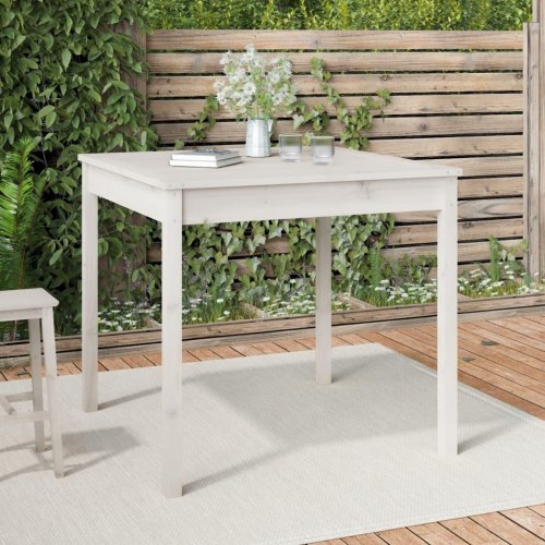 Havebord i massivt fyrretræ - hvid 82,5 × 82,5 × 76 cm
