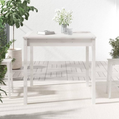 Havebord i massivt fyrretræ - hvid 82,5 × 82,5 × 76 cm