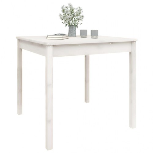 Havebord i massivt fyrretræ - hvid 82,5 × 82,5 × 76 cm