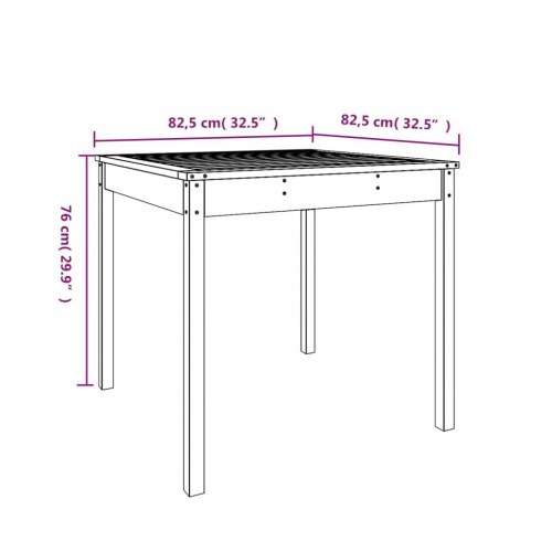 Havebord i massivt fyrretræ - hvid 82,5 × 82,5 × 76 cm