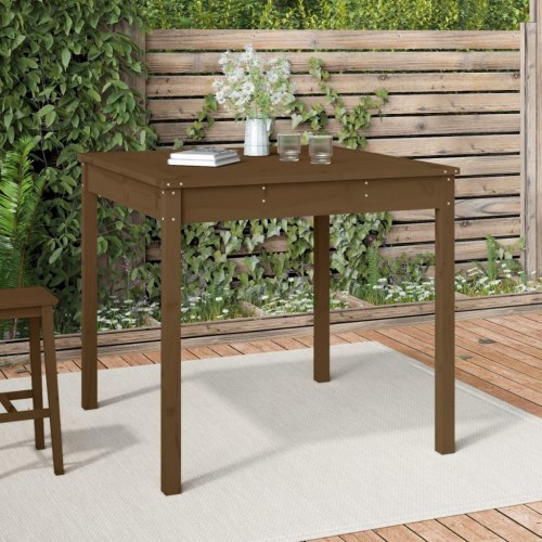 Havebord 82,5 × 82,5 × 76 cm i massivt fyrretræ - gyldenbrun