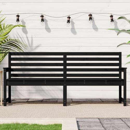 Havebænk 203,5x48x91,5 cm massivt fyrretræ sort