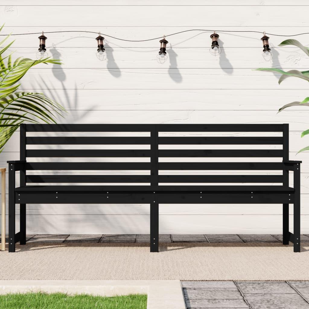 Havebænk 203,5x48x91,5 cm massivt fyrretræ sort