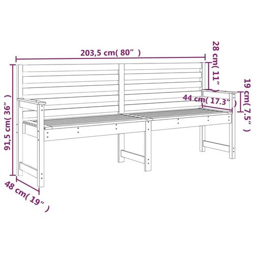 Havebænk 203,5x48x91,5 cm massivt fyrretræ sort