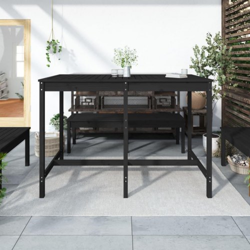Havebord 159,5x82,5x110 cm massivt fyrretræ sort