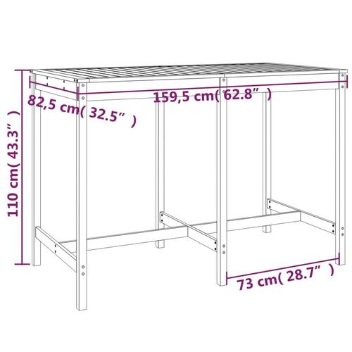 Havebord 159,5x82,5x110 cm massivt douglasgran