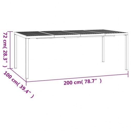 Havebord i stål 200 × 100 × 72 cm - antracitgrå