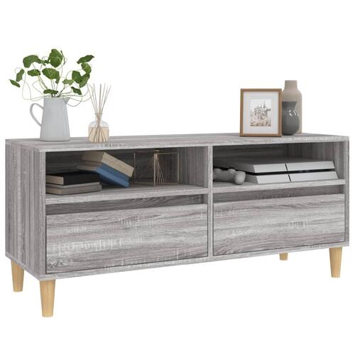 Tv-bord 100x34,5x44,5 cm konstrueret træ grå sonoma-eg